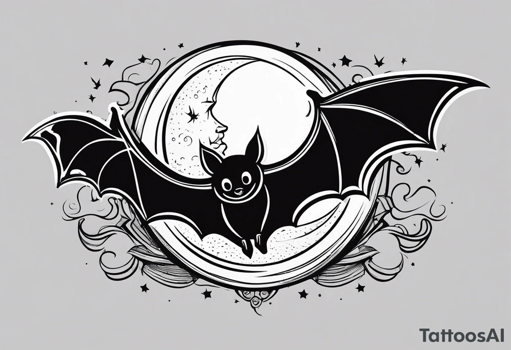 Moon and bats tattoo tattoo idea