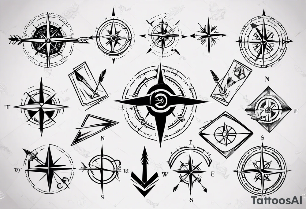 arrow and compass together tattoo idea