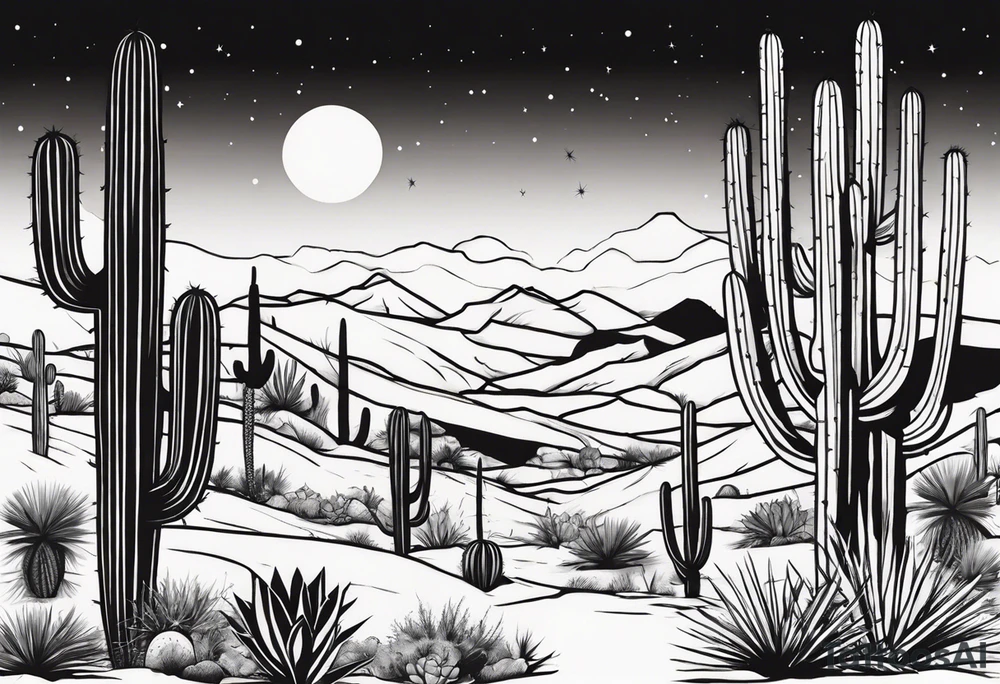 Desert with cactus tattoo idea