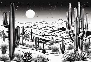 Desert with cactus tattoo idea