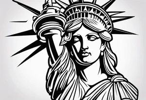 Countour fine line Statue of Liberty crown feminine tattoo idea