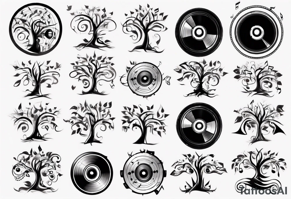 music speaker note tree tattoo idea