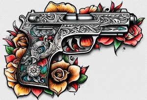 The letters AR with a pistol on each side tattoo idea