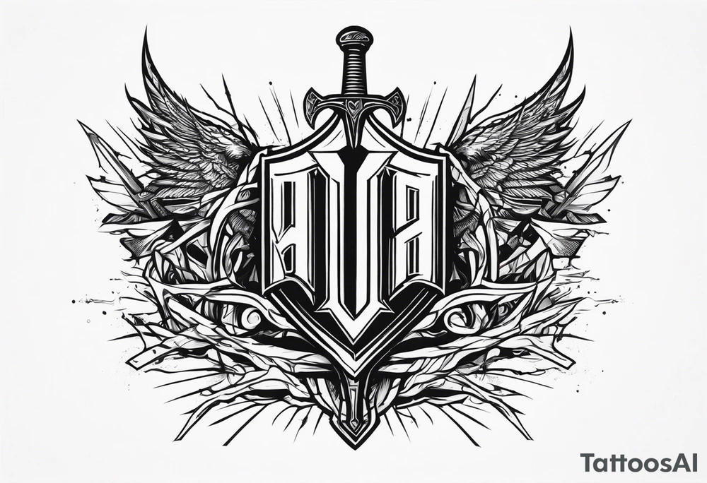 Valhalla sword shield barb wire tattoo idea