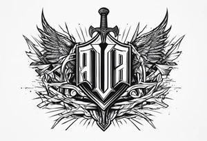 Valhalla sword shield barb wire tattoo idea