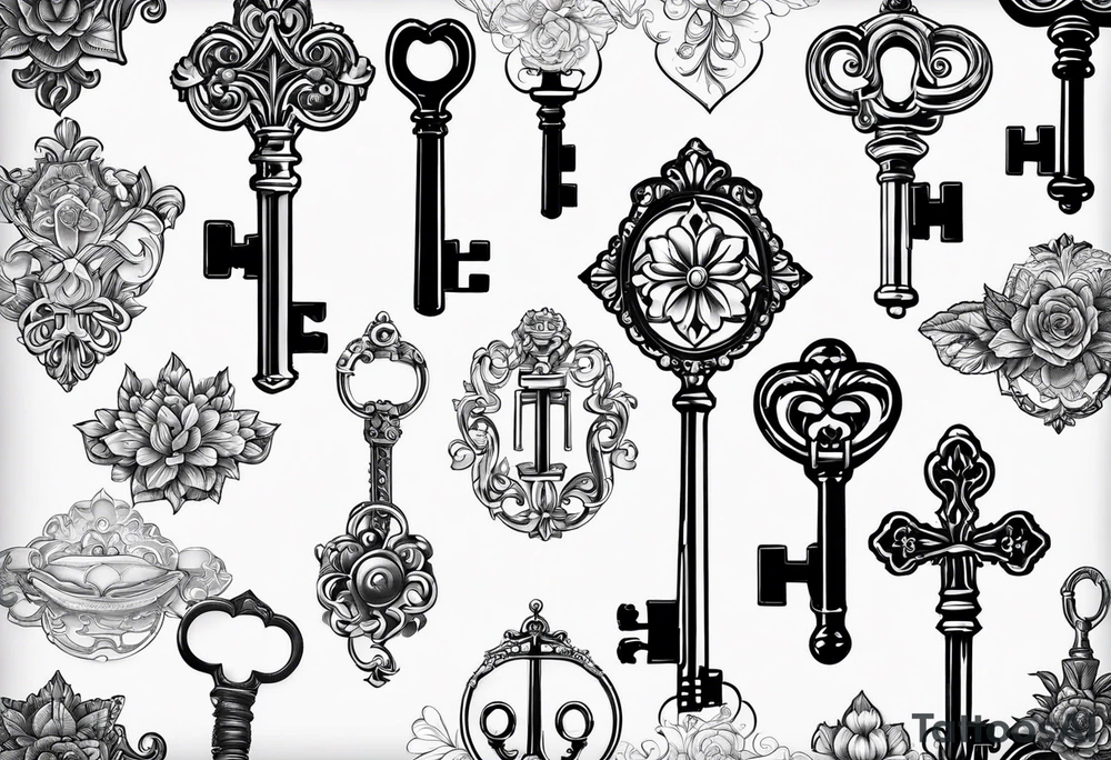 A vintage key tattoo idea