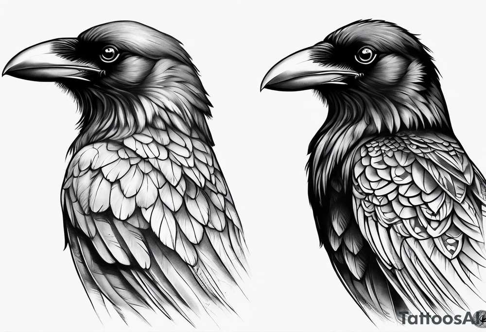 crow looking backwards sankofa realistic forearm tattoo idea