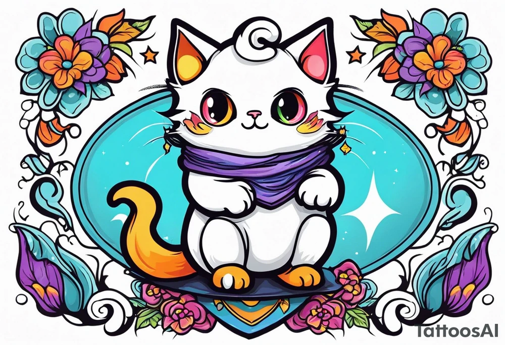 Cute Cat dressed as a ghost tattoo idea