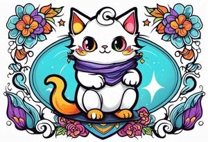 Cute Cat dressed as a ghost tattoo idea
