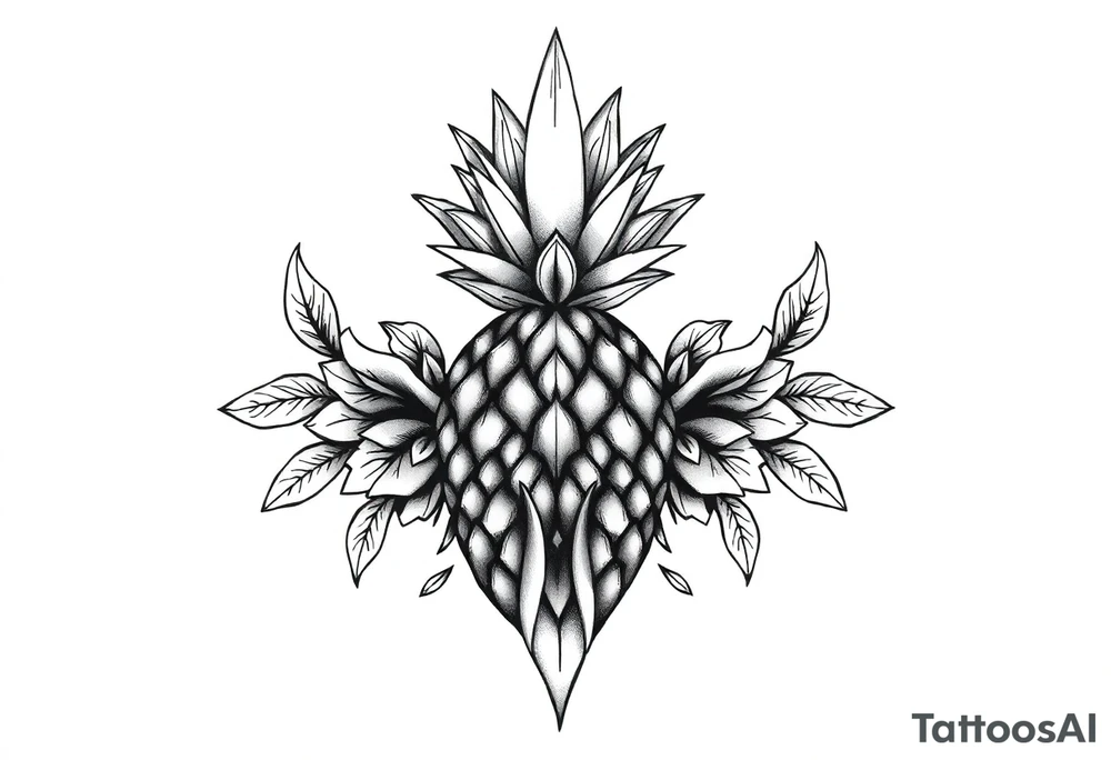 Majestic crown pineapple vagina and anus tattoo idea