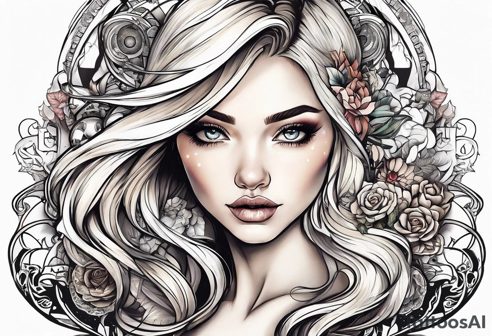 Most beautiful petite golden haired girl getting beamed down to earth from the mother ship tattoo idea