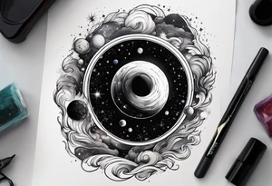 Galaxy going into black hole tattoo idea