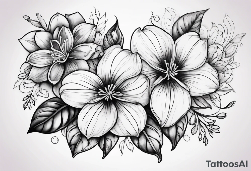 Violet flowers tattoo idea