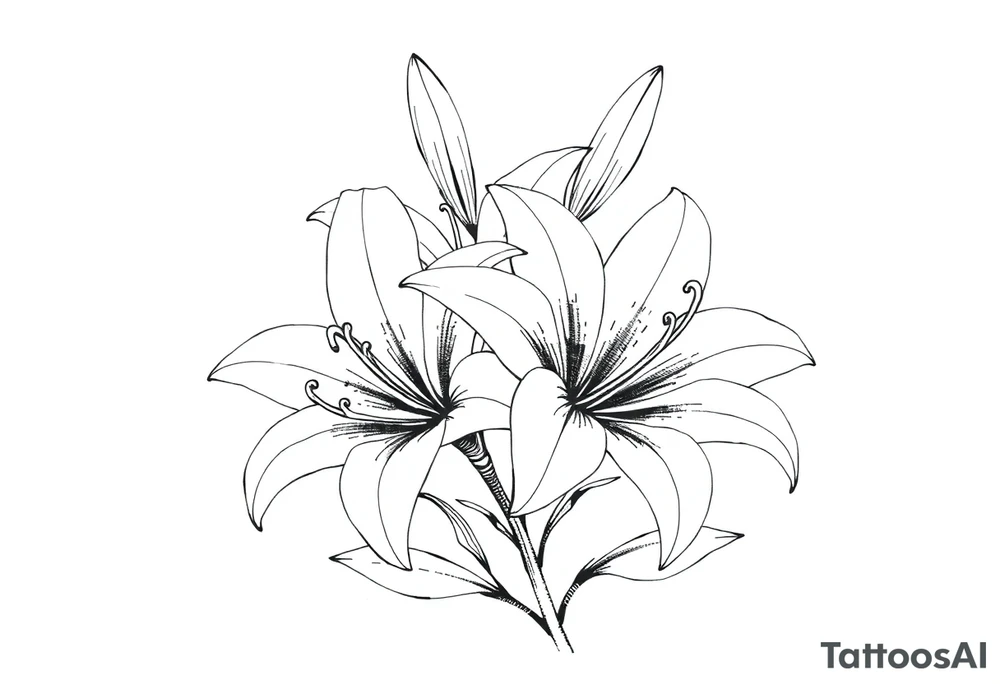 White lillies that lol like an antique etching tattoo idea