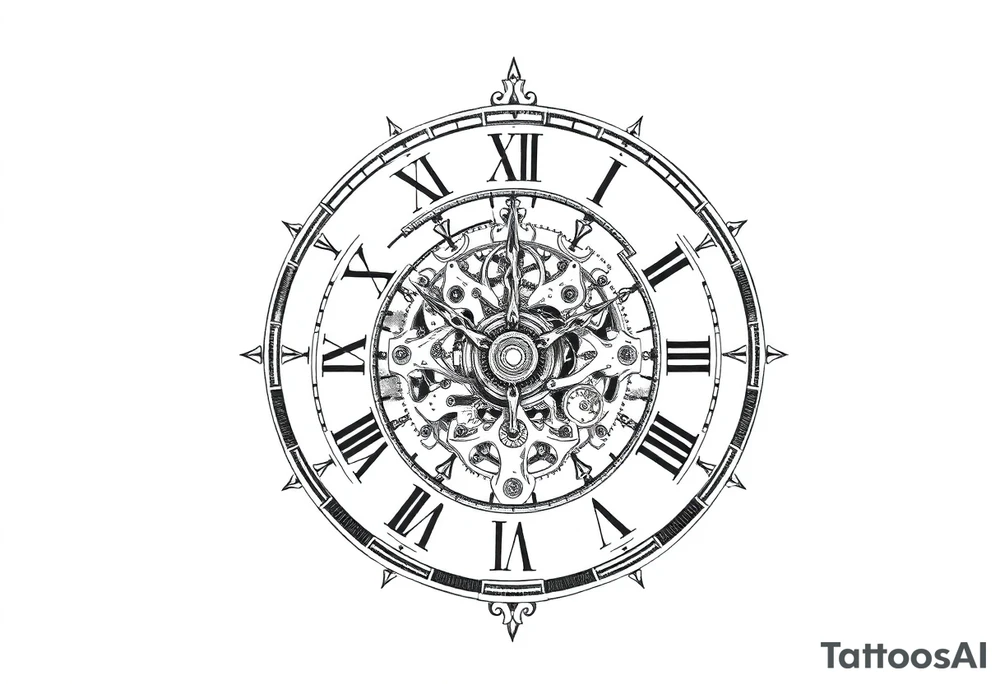 vintage roman numerals within ornate clockwork mechanism tattoo idea vintage roman numerals within ornate clockwork mechanism tattoo idea