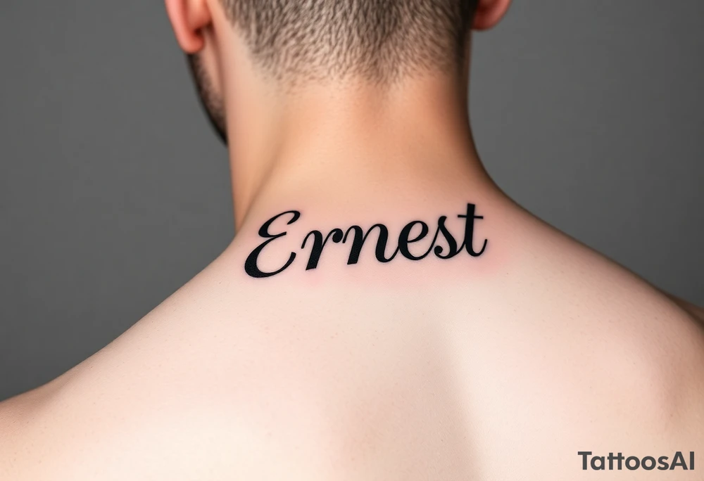 Romantic inner arm tattoo of husband name Ernest tattoo idea