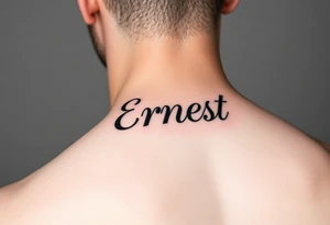 Romantic inner arm tattoo of husband name Ernest tattoo idea