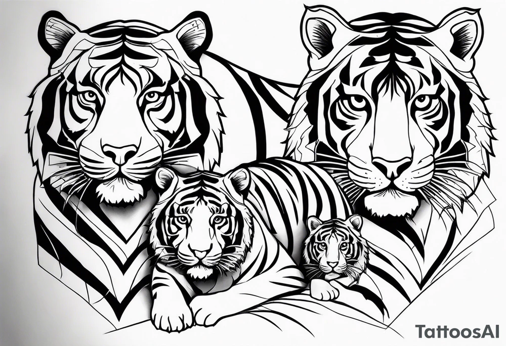 Tiger and 2 cubs tattoo idea