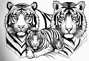 Tiger and 2 cubs tattoo idea