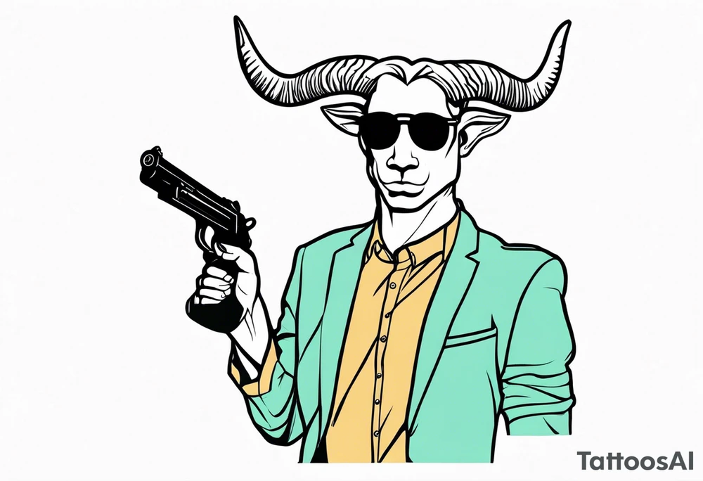 capricorn man with sunglasses and gun tattoo idea
