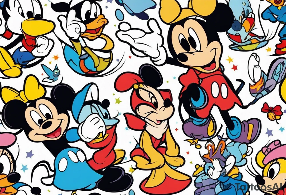 futuristic disney characters tattoo idea