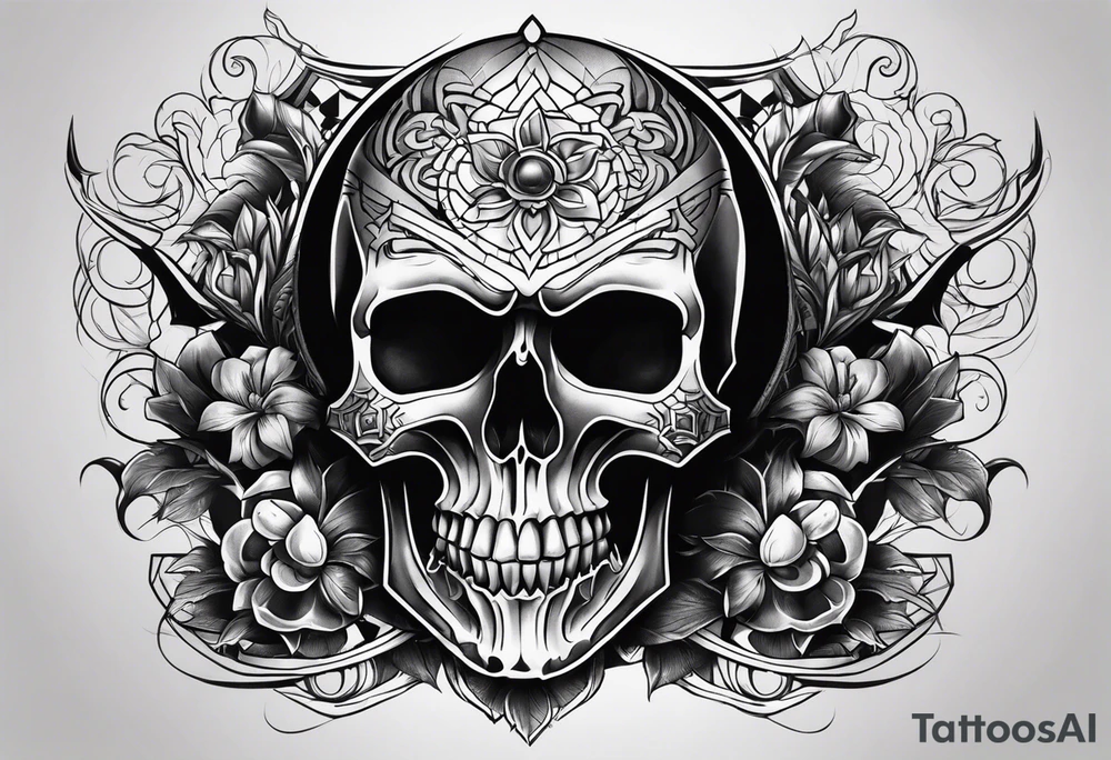 Dark evil skull tattoo idea