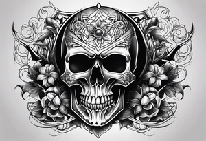 Dark evil skull tattoo idea