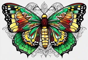 The number 24 with colors green, yellow, maroon and black tattoo idea