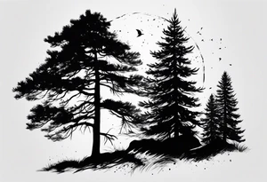 Two Pine tree silhouette tattoo idea