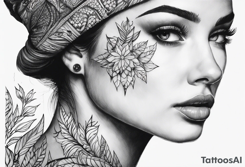 Nature dot work tattoo idea