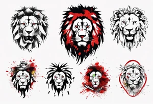 Lion, trash polka tattoo idea