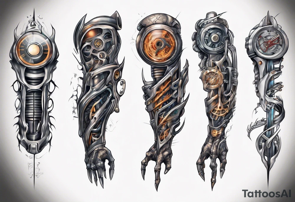 biomechanical forearm tattoo idea