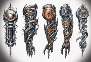 biomechanical forearm tattoo idea