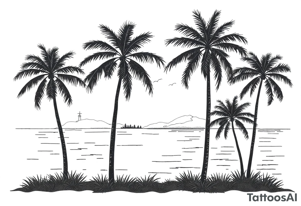 Palm trees, silhouette,  florida, water backround tattoo idea