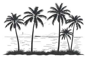 Palm trees, silhouette,  florida, water backround tattoo idea