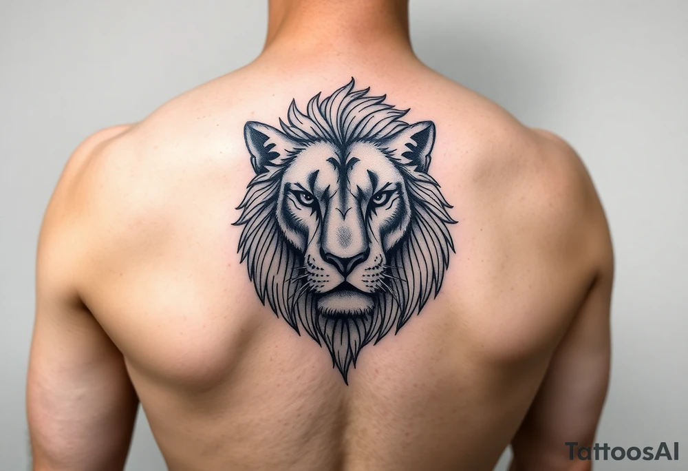 Feminine lion head tattoo idea