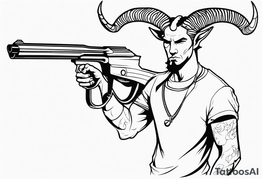 capricorn man with gun tattoo idea