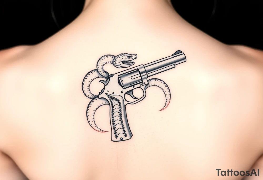 Snake around gun tattoo idea