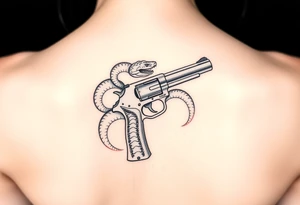 Snake around gun tattoo idea
