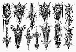 vertical heathen robotic wording tattoo idea