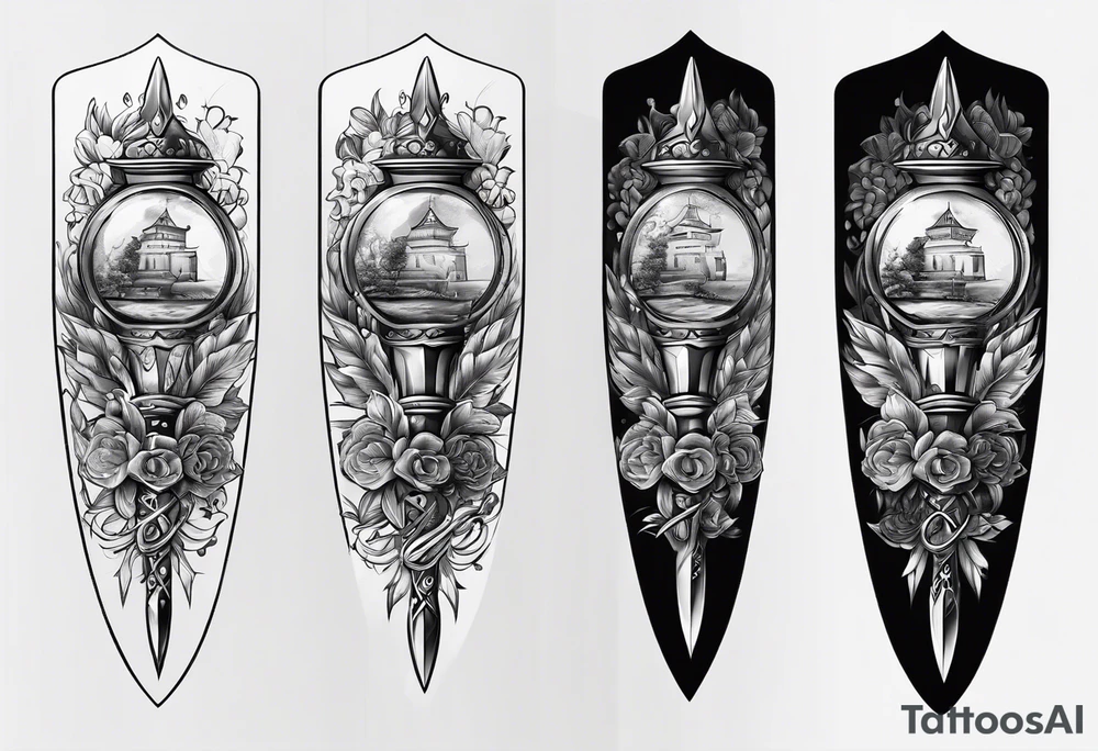 dagger with hour glass tattoo idea