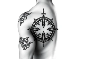 An armband tattoo combining Celtic traditional symbols and nature, the tattoo needs to circle the bicep and tricep on the arm tattoo idea