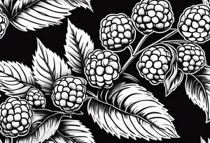 a minimalist raspberry bush tattoo idea