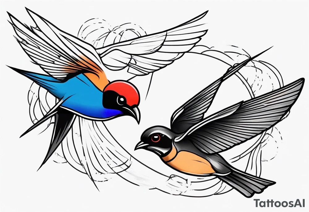 Spider and barn swallow tattoo idea