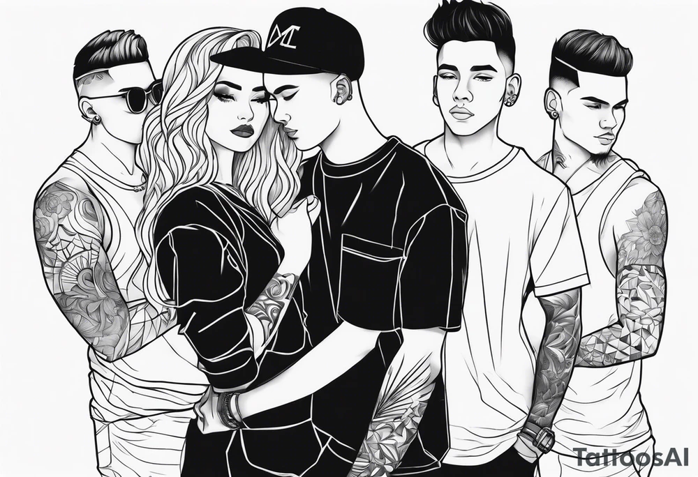 4 boys 1 girl outline tattoo tattoo idea