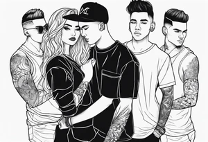 4 boys 1 girl outline tattoo tattoo idea