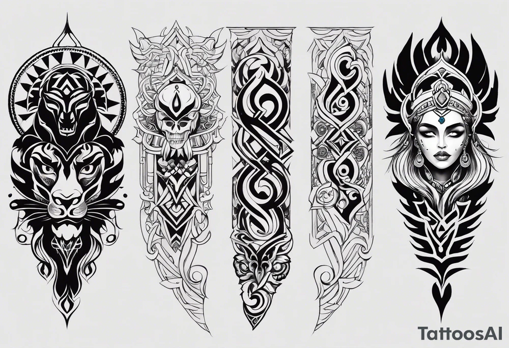 kali ma, alien goddess, valkrye, aries, cosmic pirate, divine feminine, zenza resonance, pachamama, lotus azul, blank panther, eagle, skull, 5D, nueva gaya, dna 12, left side chest tatoo tattoo idea