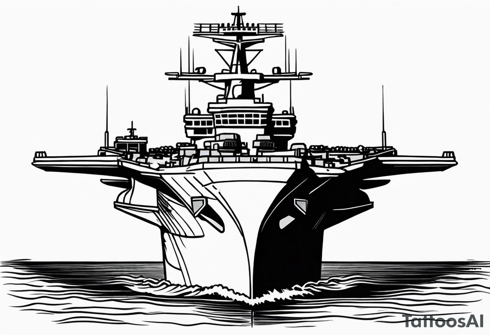 aircraft carrier front view tattoo idea