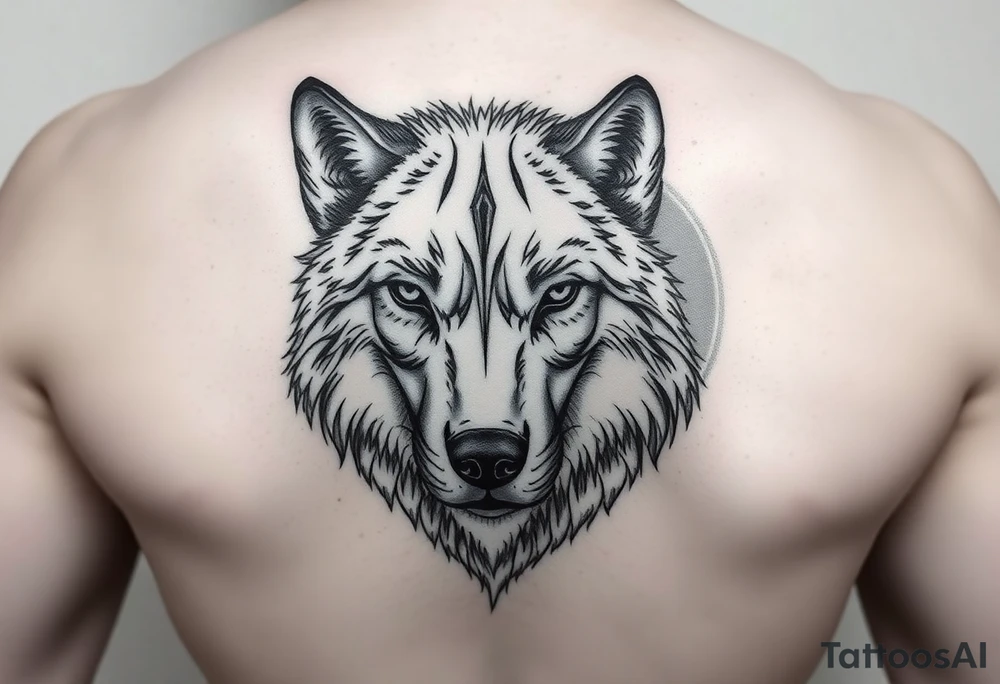 A solitary yet sublime and noble wolf and its progeny. the face tattoo idea
