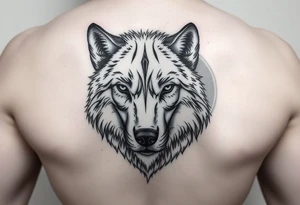 A solitary yet sublime and noble wolf and its progeny. the face tattoo idea